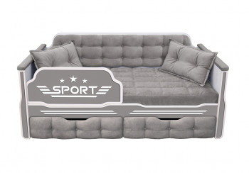 Кровать 190 серии Спорт 2 ящика 45 Серый (подушки) в Петровском - petrovskij.mebel54.com | фото