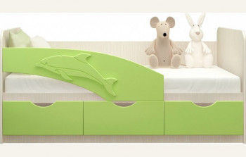 Кровать детская 1,6м Дельфин (Салатовый металлик) в Петровском - petrovskij.mebel54.com | фото