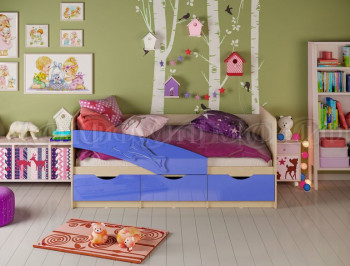 Кровать детская 1,6м Дельфин (Синий металлик) в Петровском - petrovskij.mebel54.com | фото