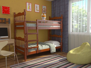 Кровать двухъярусная Соня из массива сосны 800*1890 Орех в Петровском - petrovskij.mebel54.com | фото