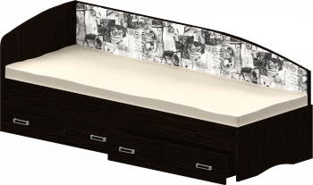 Кровать Софа-9 с мягкой спинкой с рисунком Милана (900х2000) Венге в Петровском - petrovskij.mebel54.com | фото