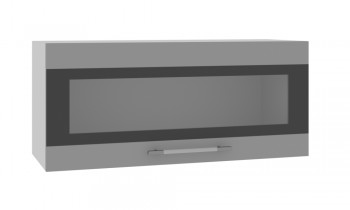 Норд ШВГС 800 Шкаф верхний горизонтальный со стеклом (Софт черный/корпус Венге) в Петровском - petrovskij.mebel54.com | фото