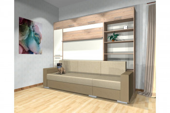 Шкаф-кровать с диваном Каролина в Петровском - petrovskij.mebel54.com | фото